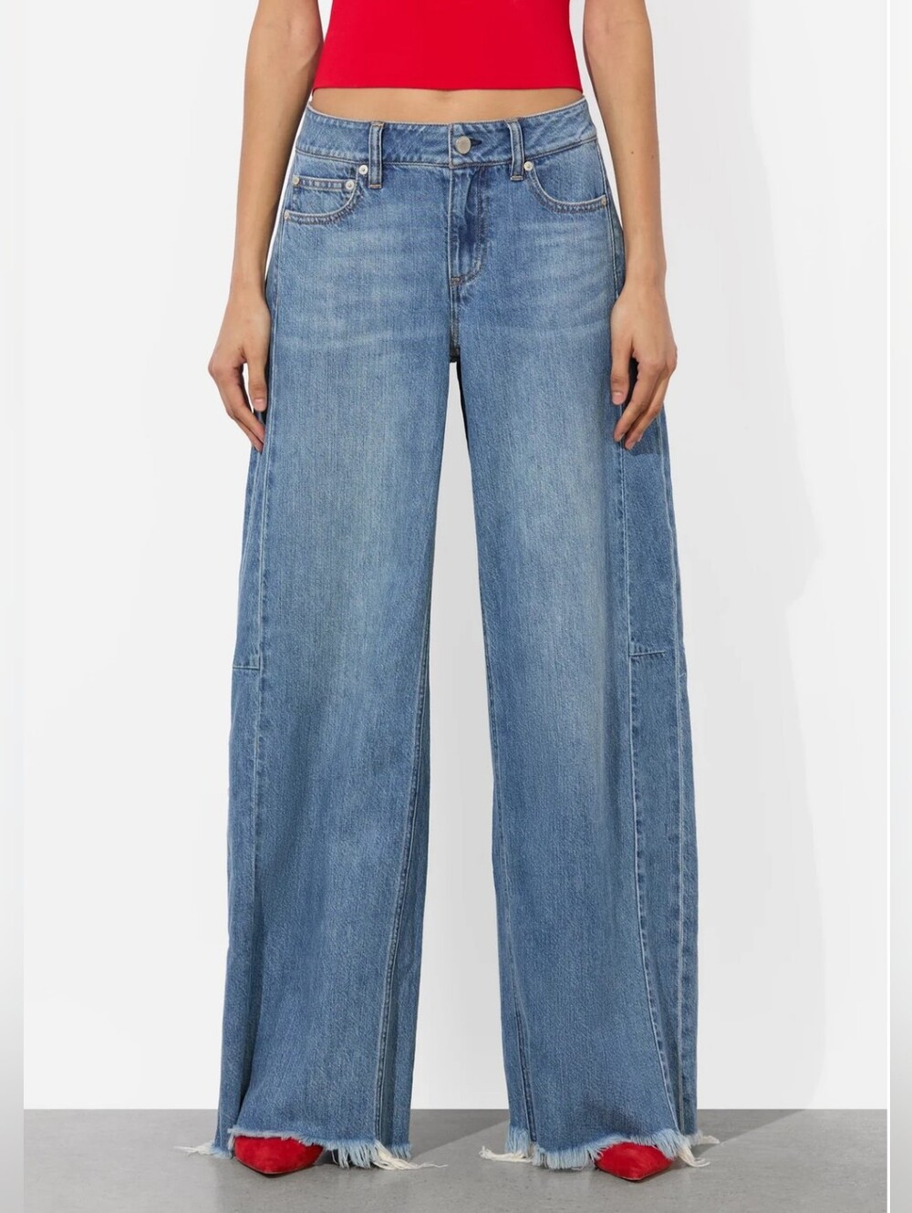 Alice + Olivia Stu LR Ultra Baggy Jeans Blue Size 30 NWT